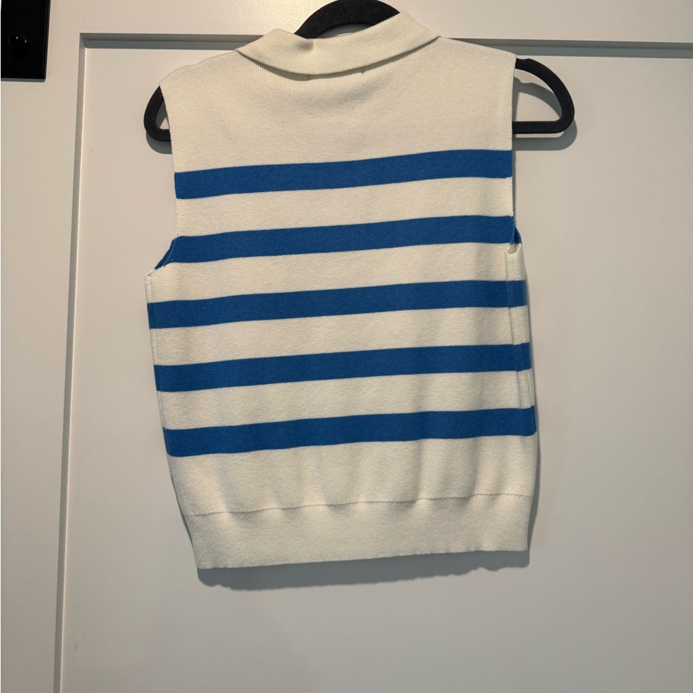 Lulu's Blue and White Striped Tank Top - Picture 3 of 4